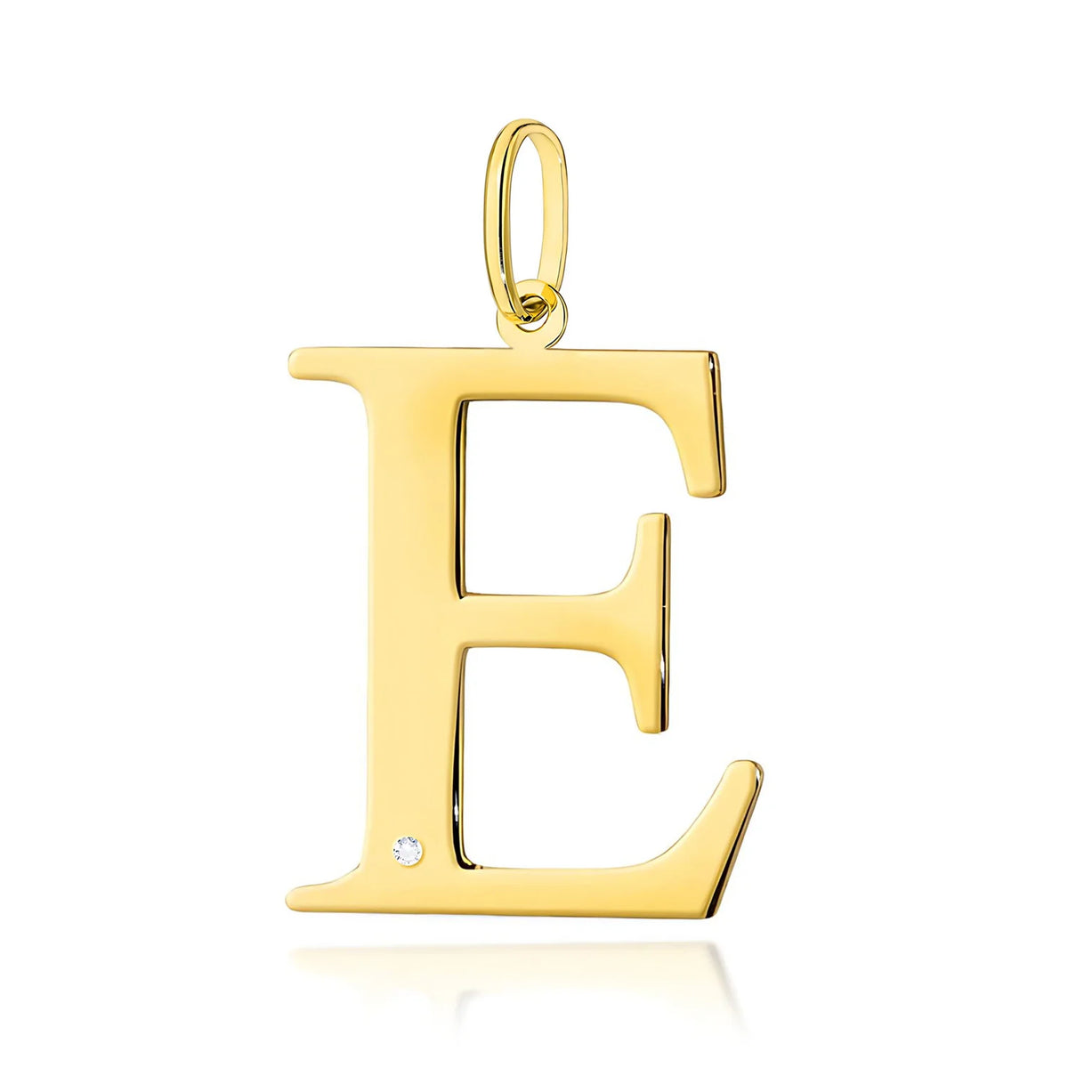 Großer Gelbgold-Anhänger mit Initiale „E“ und Diamant