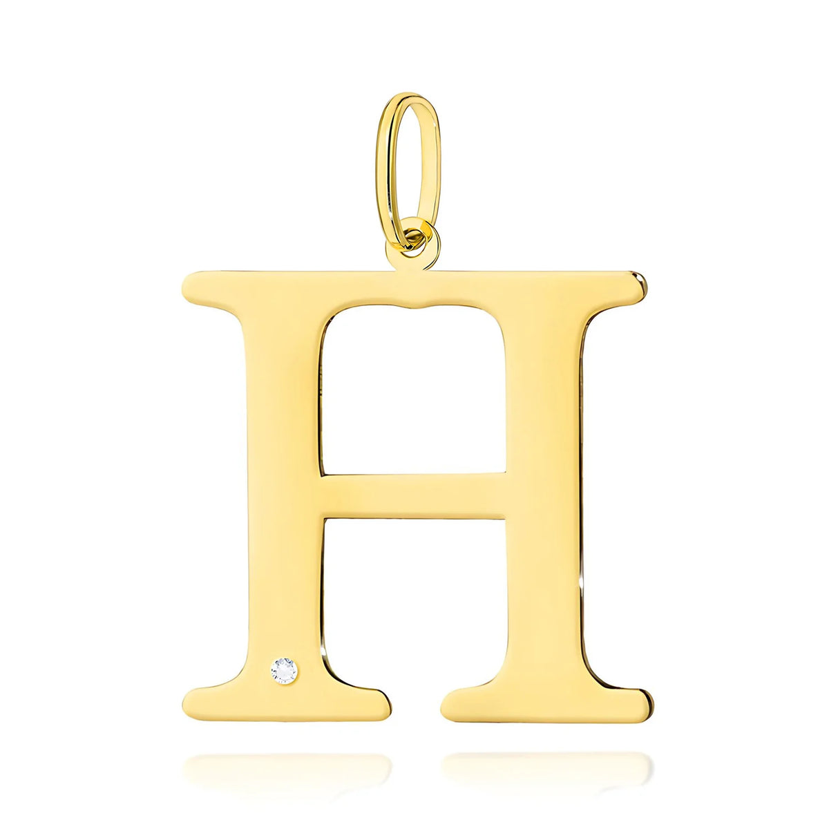 Großer Gelbgold-Anhänger mit Initiale „H“ und Diamant