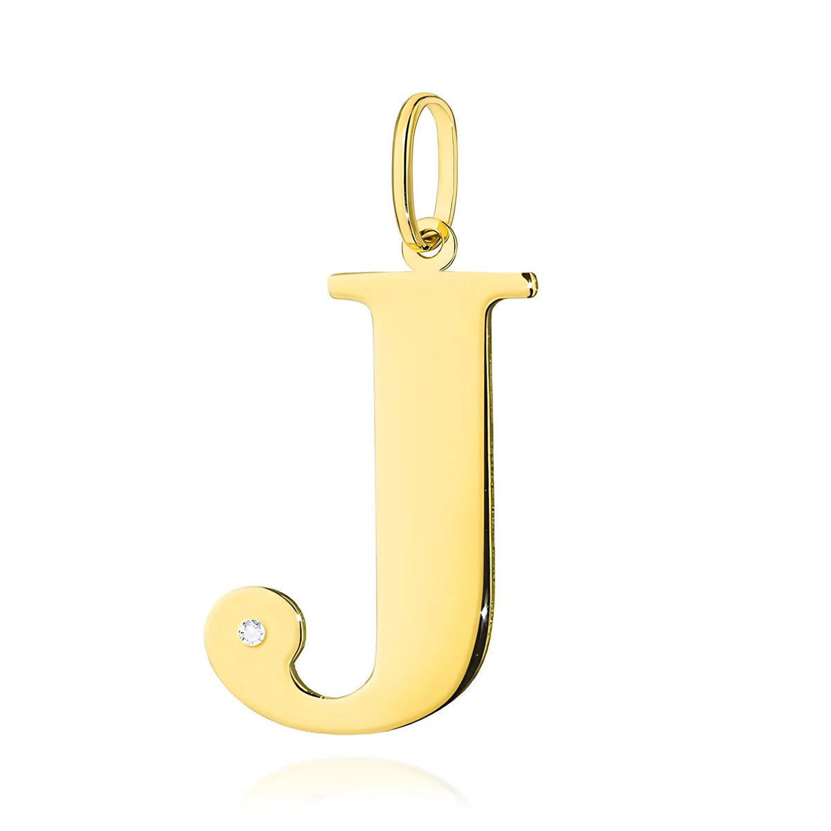 Großer Gelbgold-Anhänger mit Initiale „J“ und Diamant