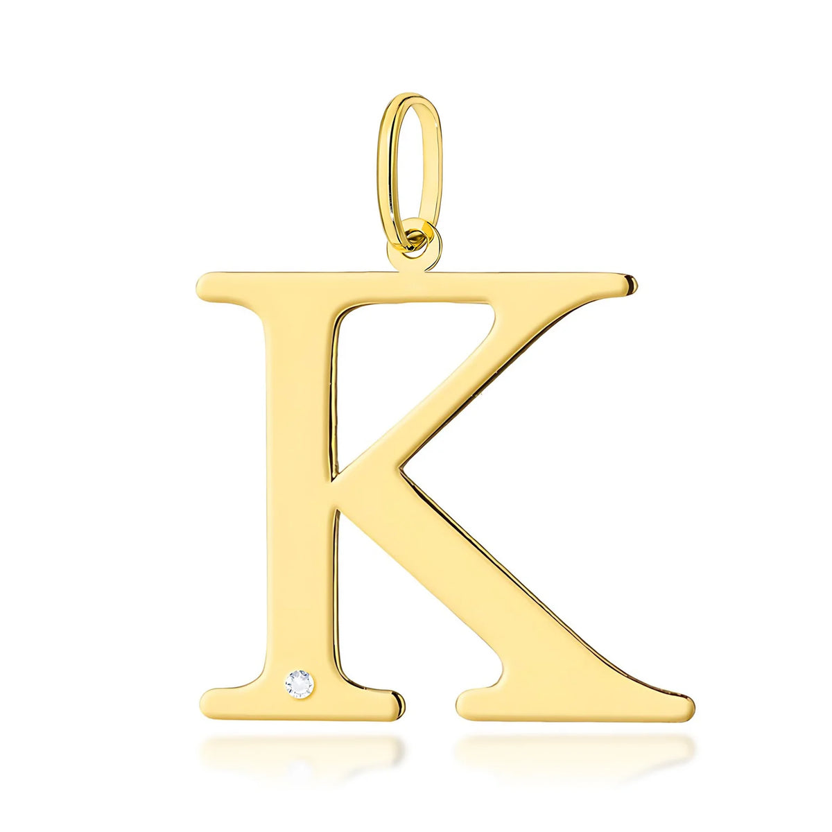 Großer Gelbgold-Anhänger mit Initiale „K“ und Diamant