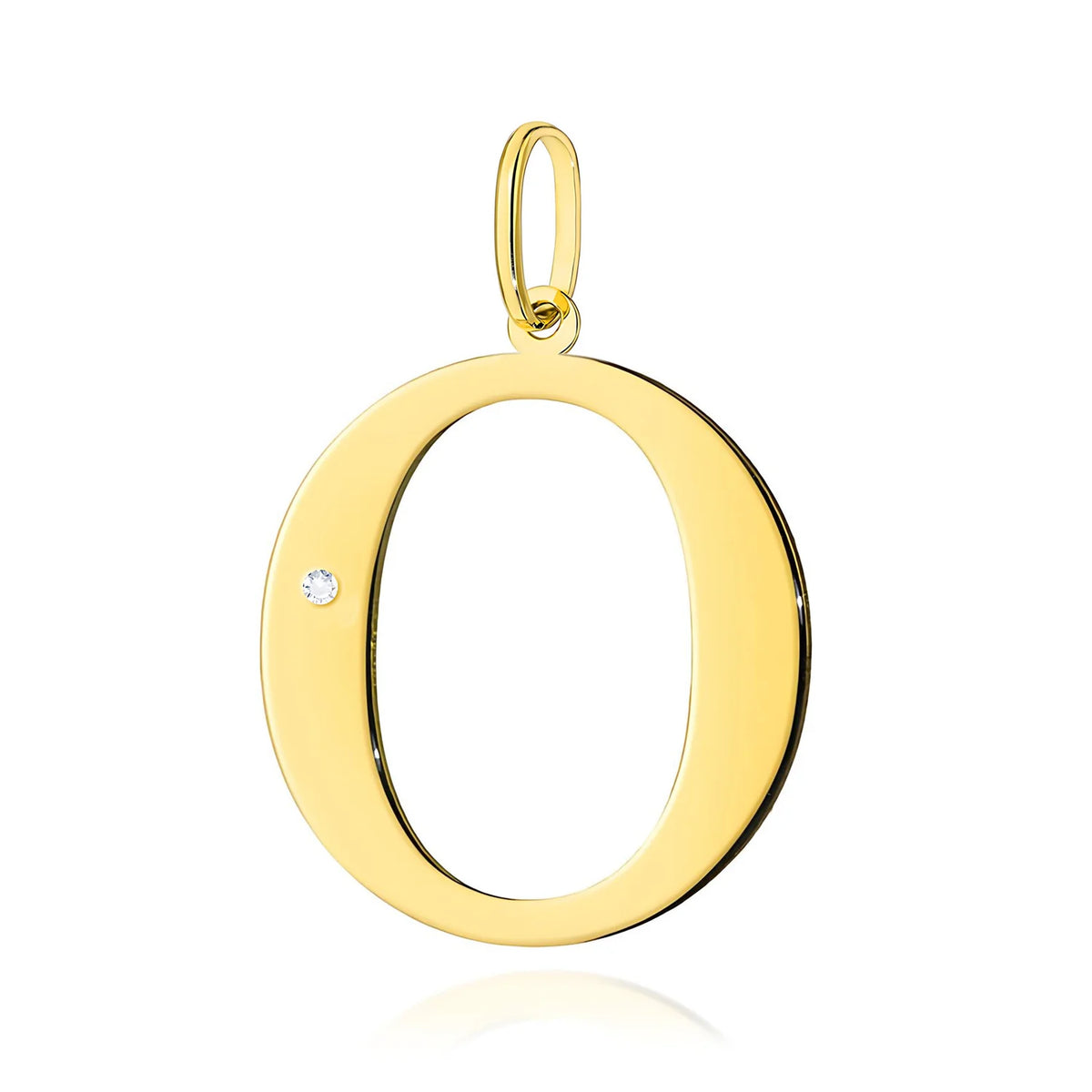 Großer Gelbgold-Anhänger mit Initiale „O“ und Diamant
