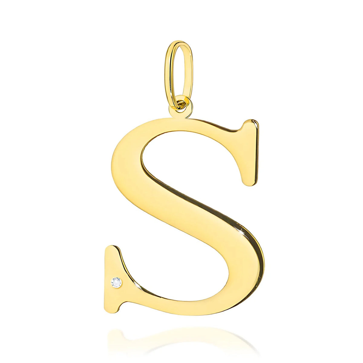 Großer Gelbgold-Anhänger mit Initiale „S“ und Diamant