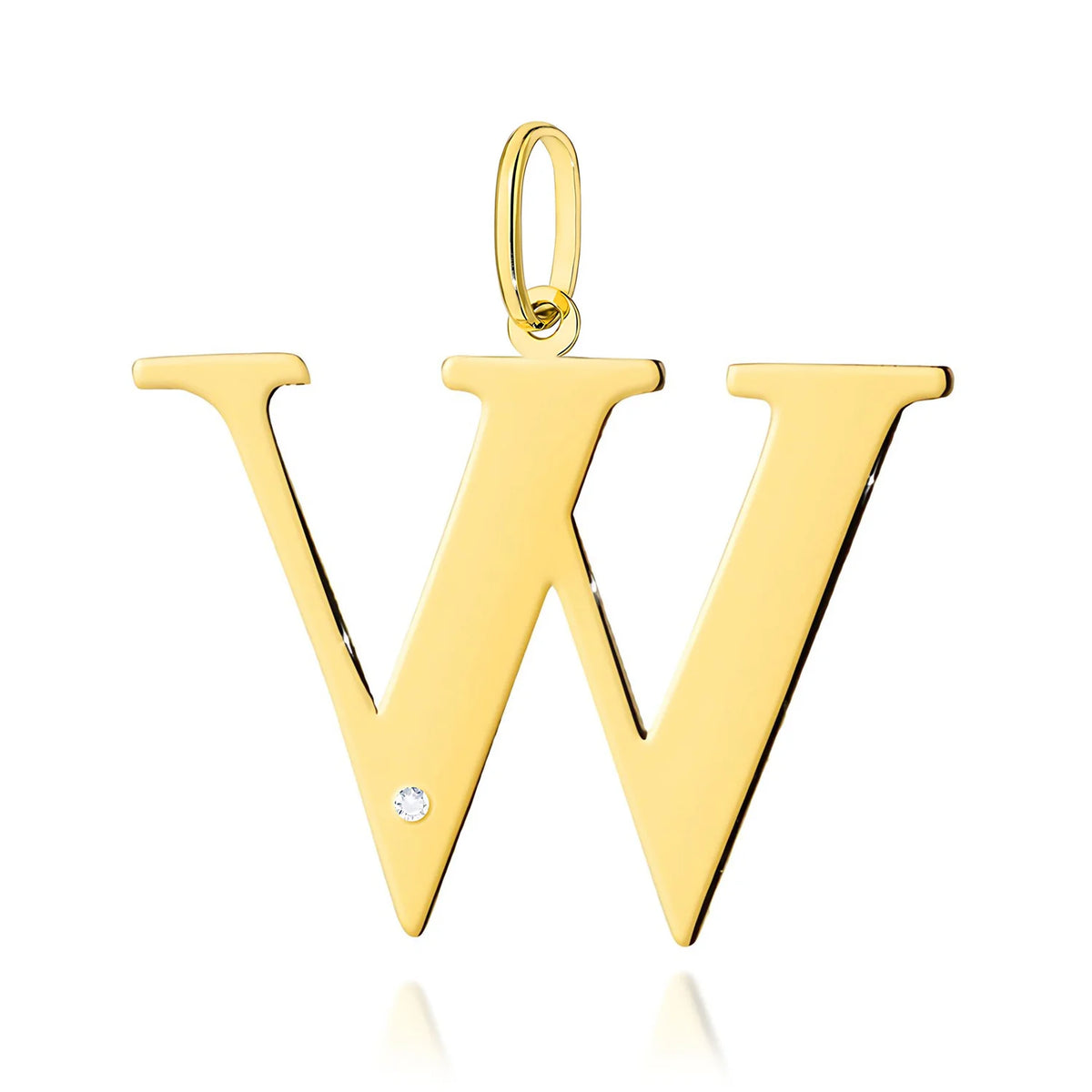 Großer Gelbgold-Anhänger mit Initiale „W“ und Diamant