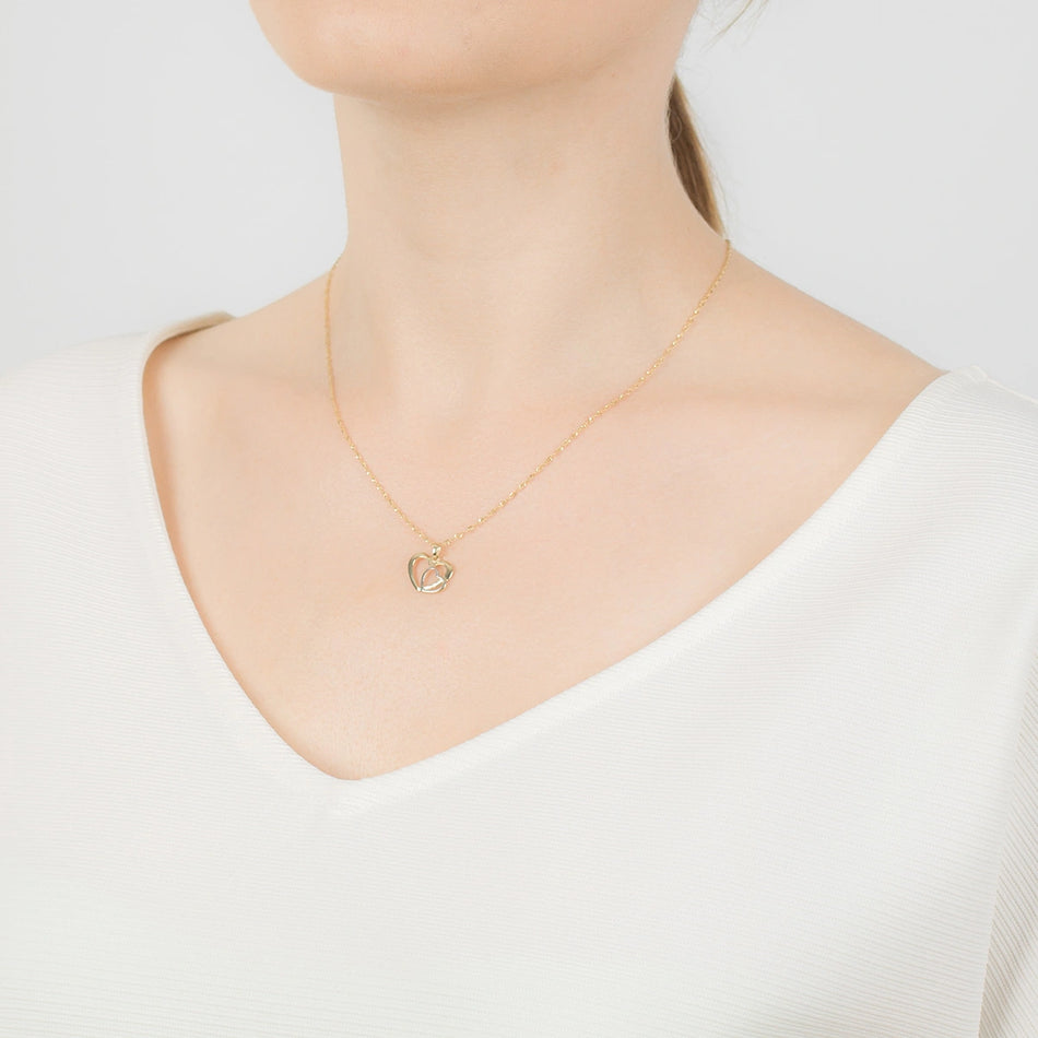 Zlatý náhrdelník se srdcem na řetízku Singapur