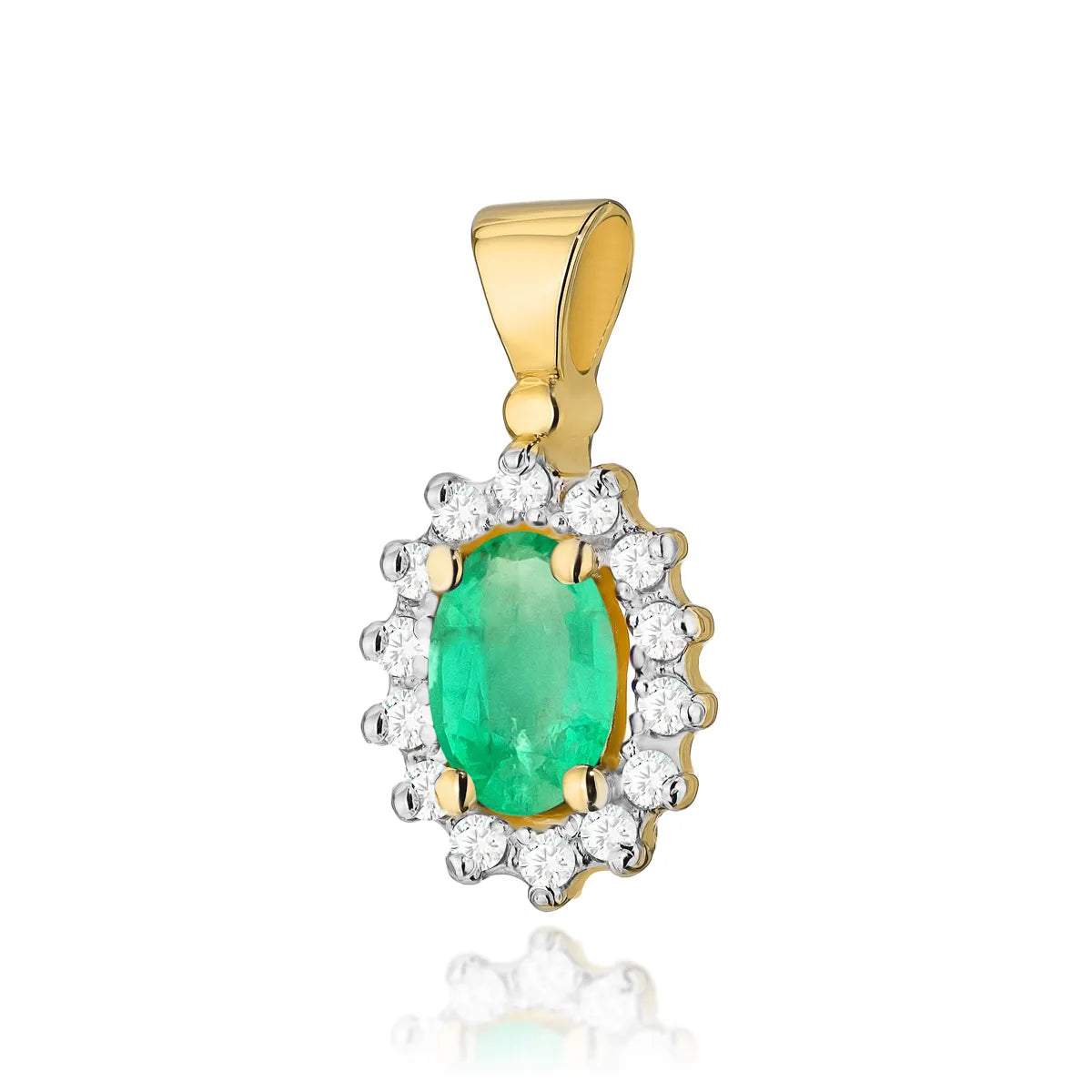 zlatý prívesok so smaragdom 0,40 ct a diamantmi 0,12 ct z0182-emg-01
