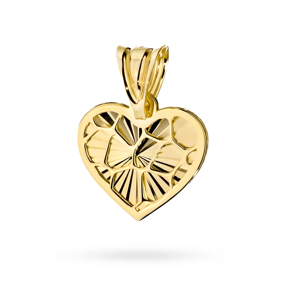 Zlatý náhrdelník s otevřeným diamantově broušeným přívěskem ve tvaru srdce