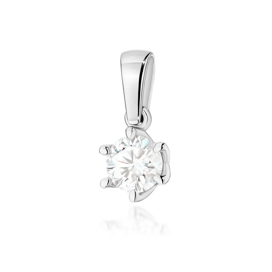 White Gold Classic Pendant with Large Diamond 0,50 ct