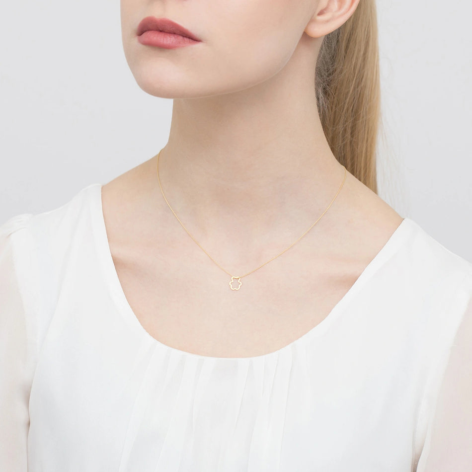 Goldene Teddybär-Halskette im Promi-Stil, zum Gravieren