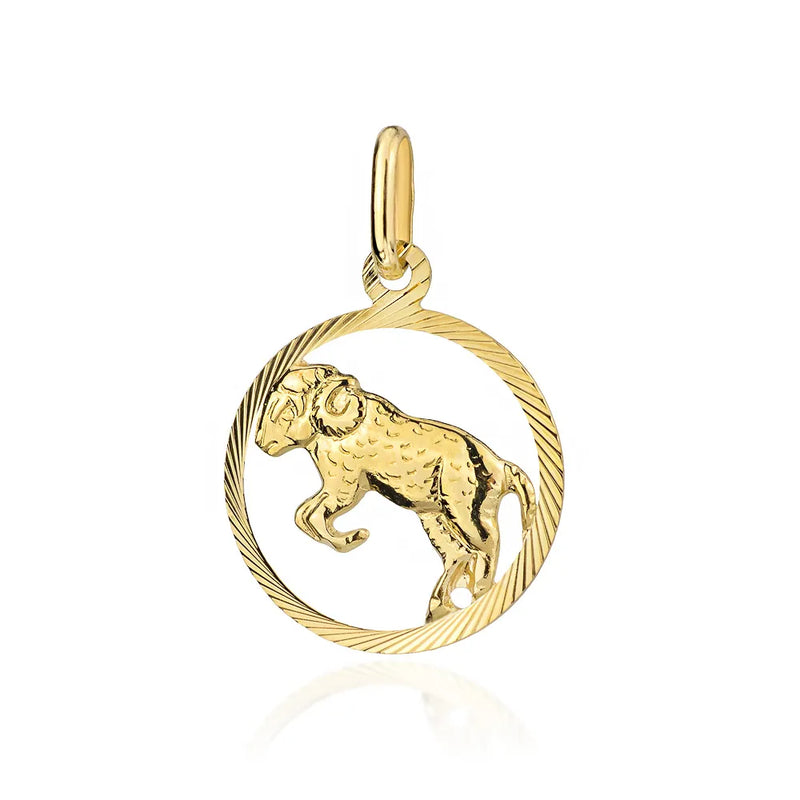 Yellow Gold Aries Zodiac Sign Pendant