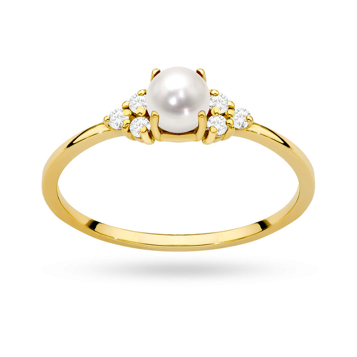 14K gold ring with cultured pearl — GREMARI product photo
