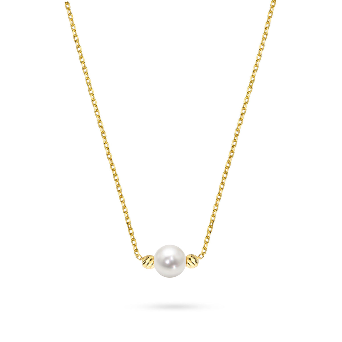 Gold 14k(585) classic necklace with diamond cuted beads in vintage style. Order a gift for mother, girlfriend or fiancee.