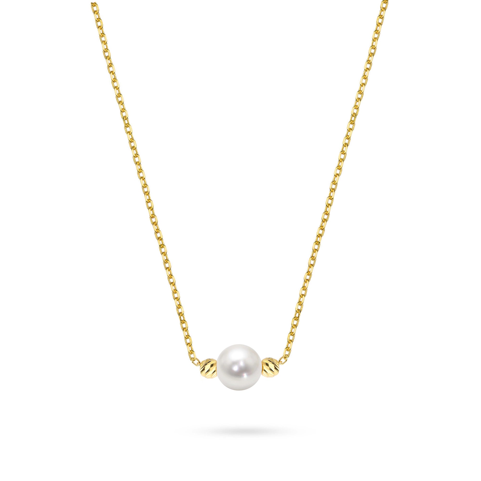 Gold 14k(585) classic necklace with diamond cuted beads in vintage style. Order a gift for mother, girlfriend or fiancee.