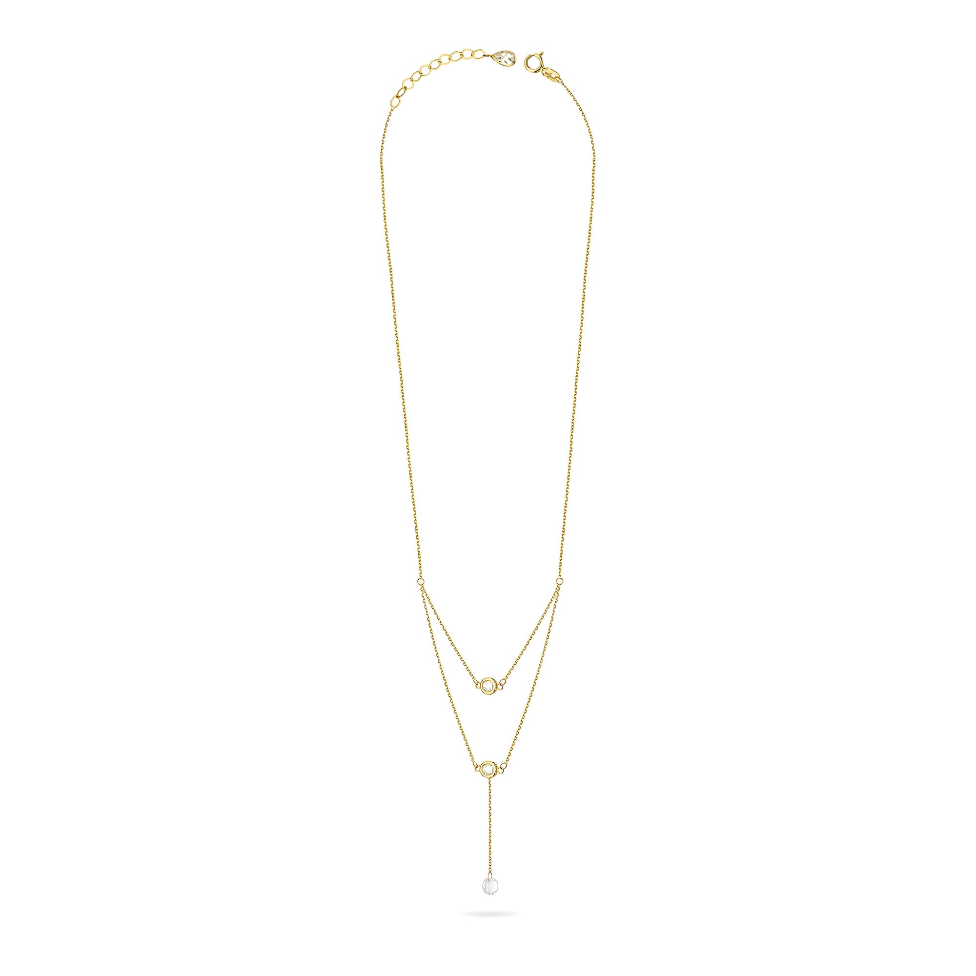 Gold 14k(585) layered cascade necklace with white Zirconia in vintage style. Order a gift for mother, girlfriend or fiancee.