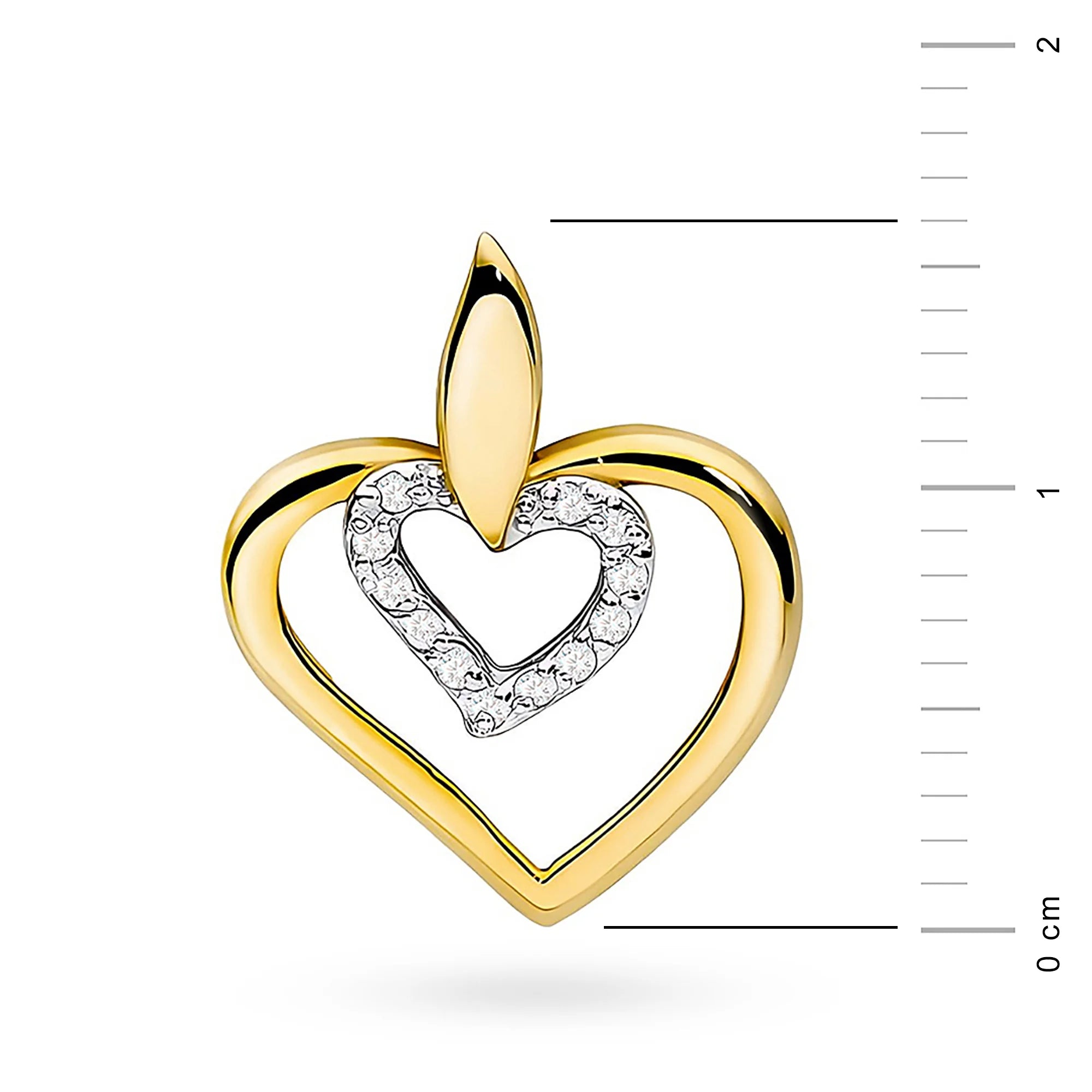 Pendant made of the 14K (585) gold. Our shop offers chains, pendants, rings. Set with 12 diamonds 0.06ct. A unique and timeless gift for her.