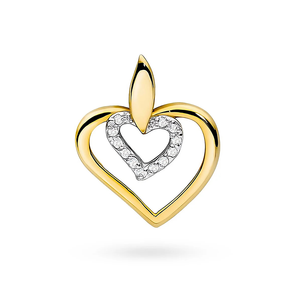 Pendant made of the 14K (585) gold. Our shop offers chains, pendants, rings. Set with 12 diamonds 0.06ct. A unique and timeless gift for her.
