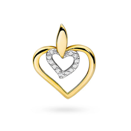 Pendant made of the 14K (585) gold. Our shop offers chains, pendants, rings. Set with 12 diamonds 0.06ct. A unique and timeless gift for her.