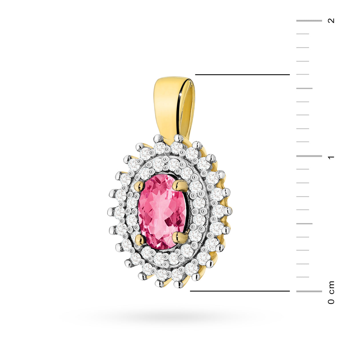 Pendentif en or 14 carats (585). Notre sélection comprend des chaînes, des pendentifs, des colliers. Topaze rose taille ovale 0,50 ct et 39 diamants 0,19 ct. Un cadeau unique pour elle