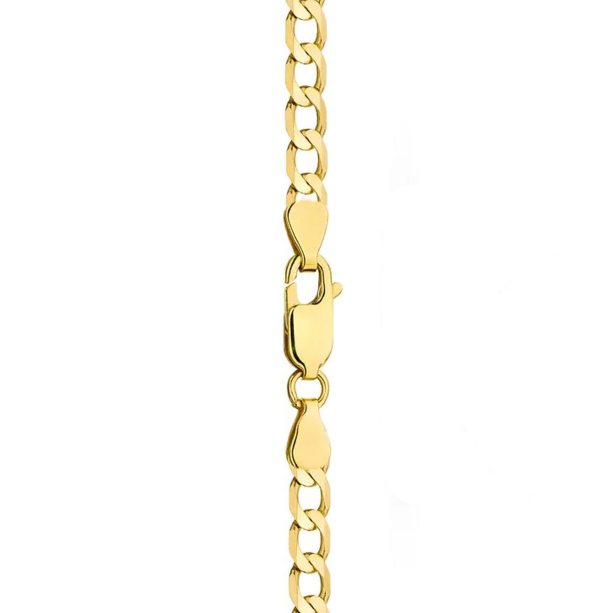 Cette chaîne en or 14 carats avec un tissage gourmette est un accessoire exclusif. Parfaite pour un cadeau.