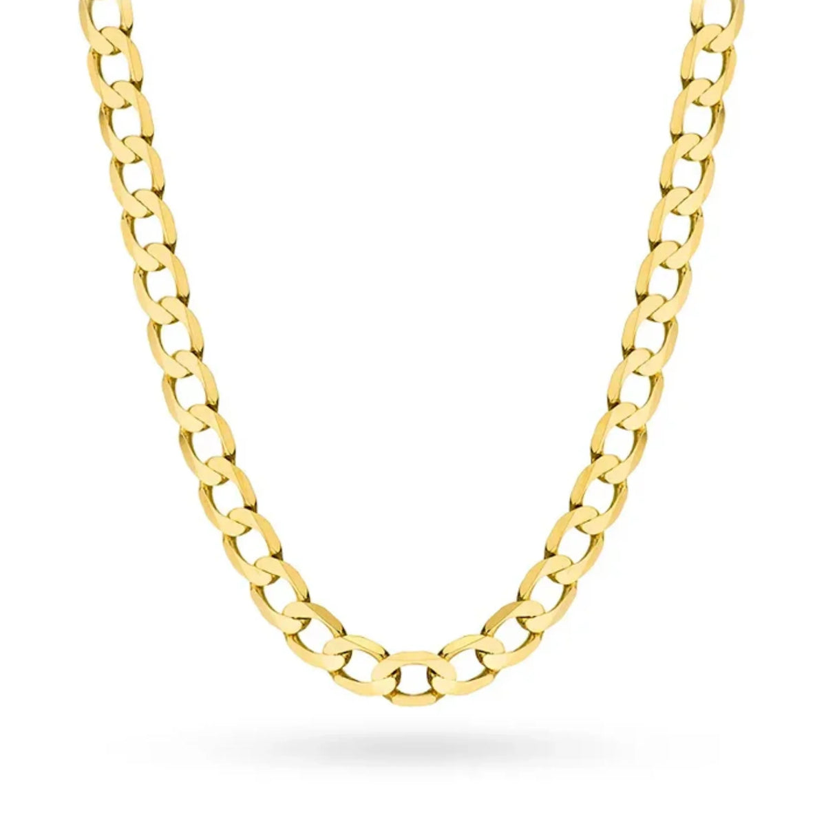 Cette chaîne en or 14 carats avec un tissage gourmette est un accessoire exclusif. Parfaite pour un cadeau.