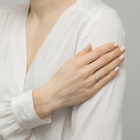 Gold 8K(333) delicate ring with pearl and zirconia in vintage style. Order gift for mother, girlfriend or fiancee.