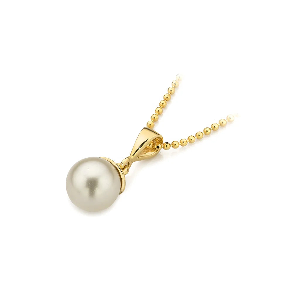Gold 8K(333) pendant with pearl and 3x zirconias in vintage style. Order a gift for mother, girlfriend or fiancee.