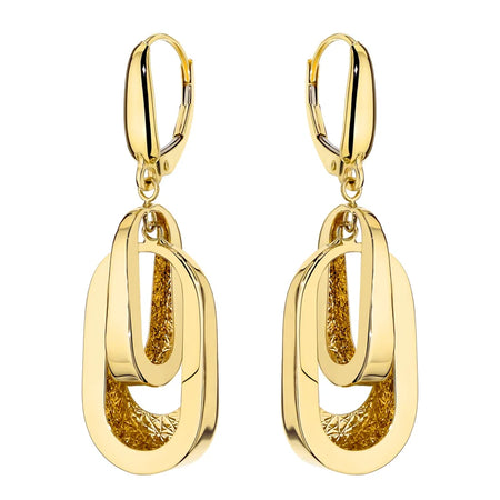 Tieto dvojité oválne náušnice zo 14-karátového (585) zlata sú exkluzívnym doplnkom. Náušnice majú puzetové zapínanie. Sú zabalené v elegantnej krabičke, ideálnej ako darček.