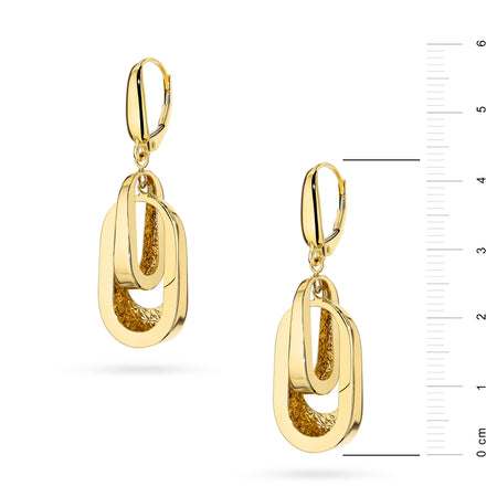 Tieto dvojité oválne náušnice zo 14-karátového (585) zlata sú exkluzívnym doplnkom. Náušnice majú puzetové zapínanie. Sú zabalené v elegantnej krabičke, ideálnej ako darček.