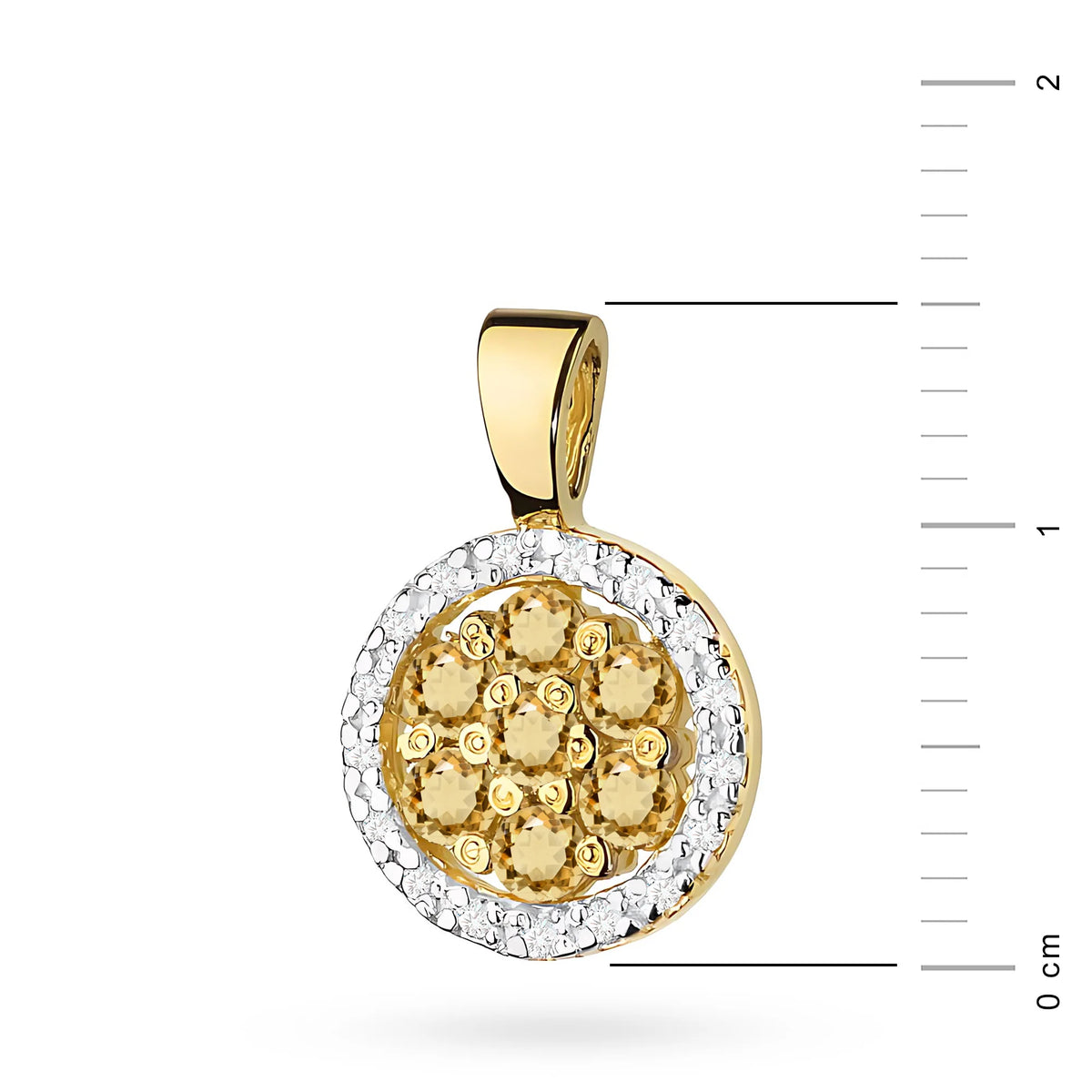 Pendentif en or avec diamants centraux en bronze et diamants blancs supplémentaires.
