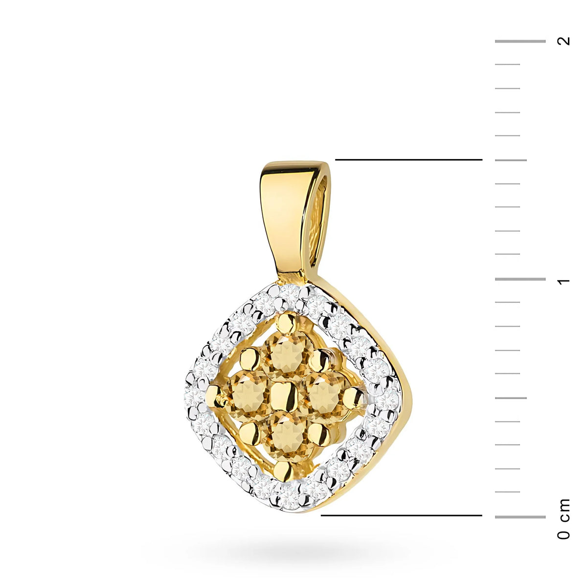 Gold Pendant with central Bronze Diamonds and adidtional white diamonds.