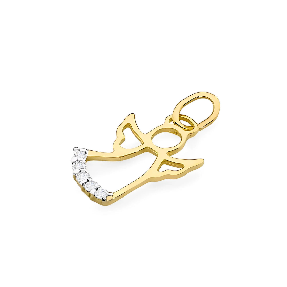 Pendentif ange en or véritable avec diamants authentiques en 3 couleurs d'or 14 carats (585).