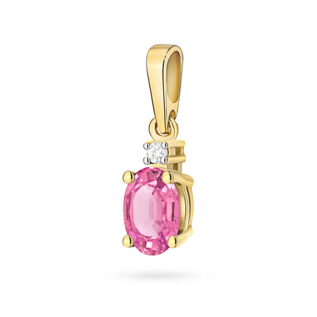 Gold pendant with a pink Topas and diamond