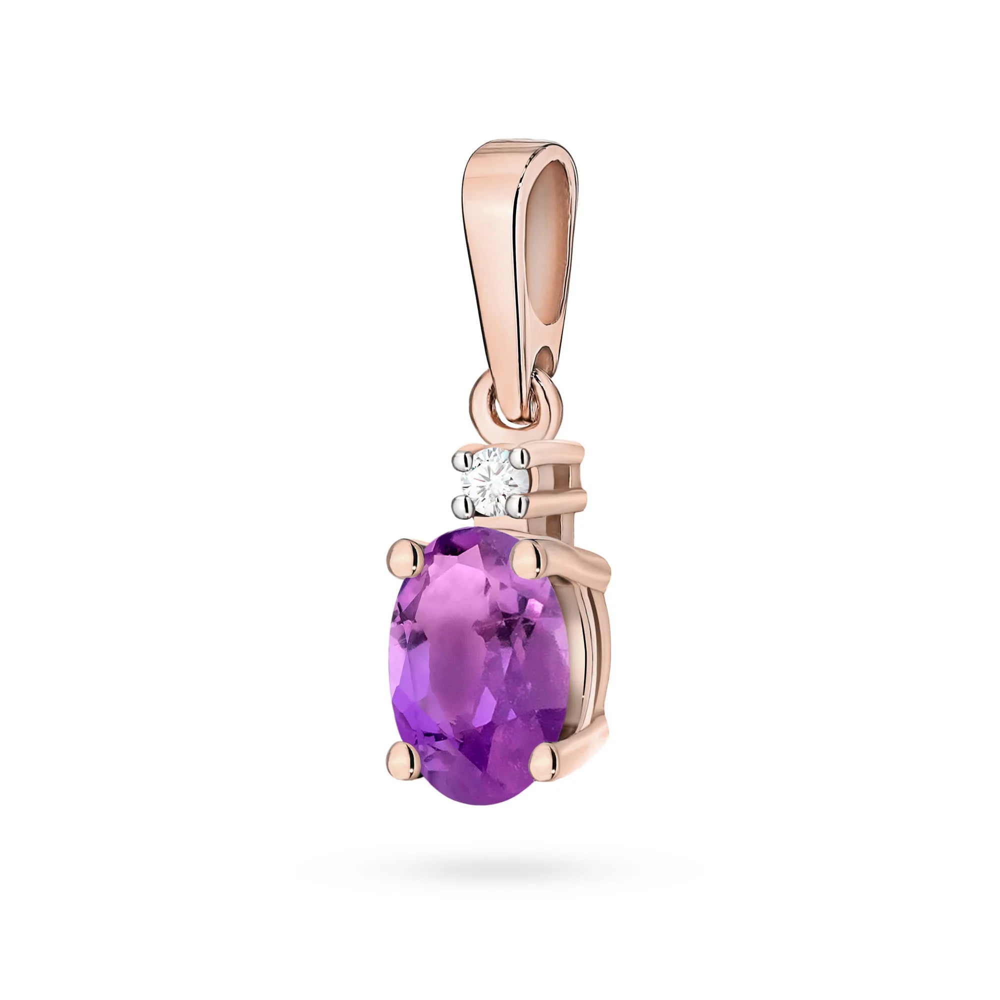 Anhänger aus Roségold mit Amethyst und Diamant