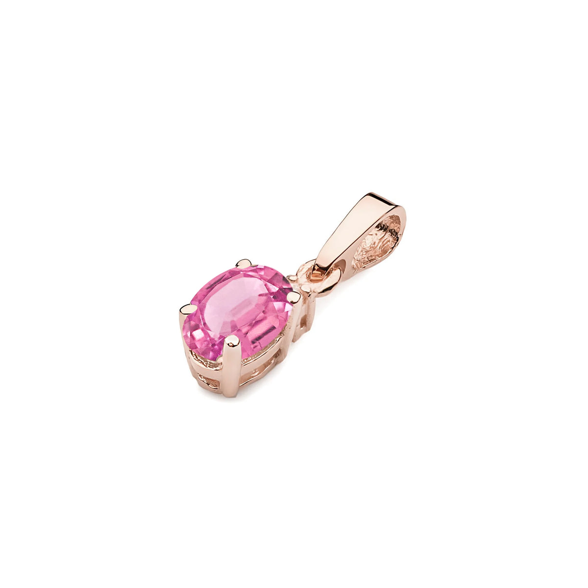Rose gold pendant with a pink Topas and diamond