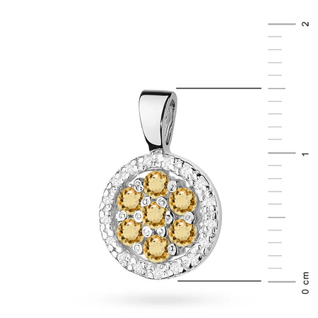 Anhänger aus Weißgold mit zentralen Bronzediamenten und zusätzlichen weißen Diamanten.