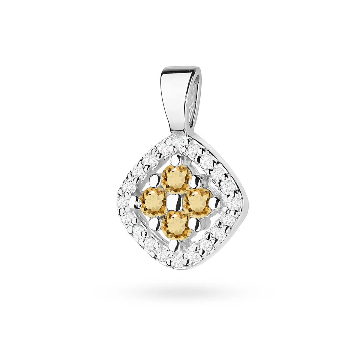 White Gold Pendant with central Bronze Diamonds and adidtional white diamonds.