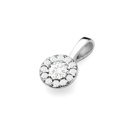 White Gold round pendant with lab-grown diamonds in 3 colors of 14k(585) gold.