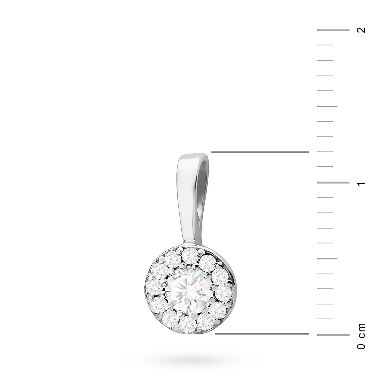 White Gold round pendant with lab-grown diamonds in 3 colors of 14k(585) gold.