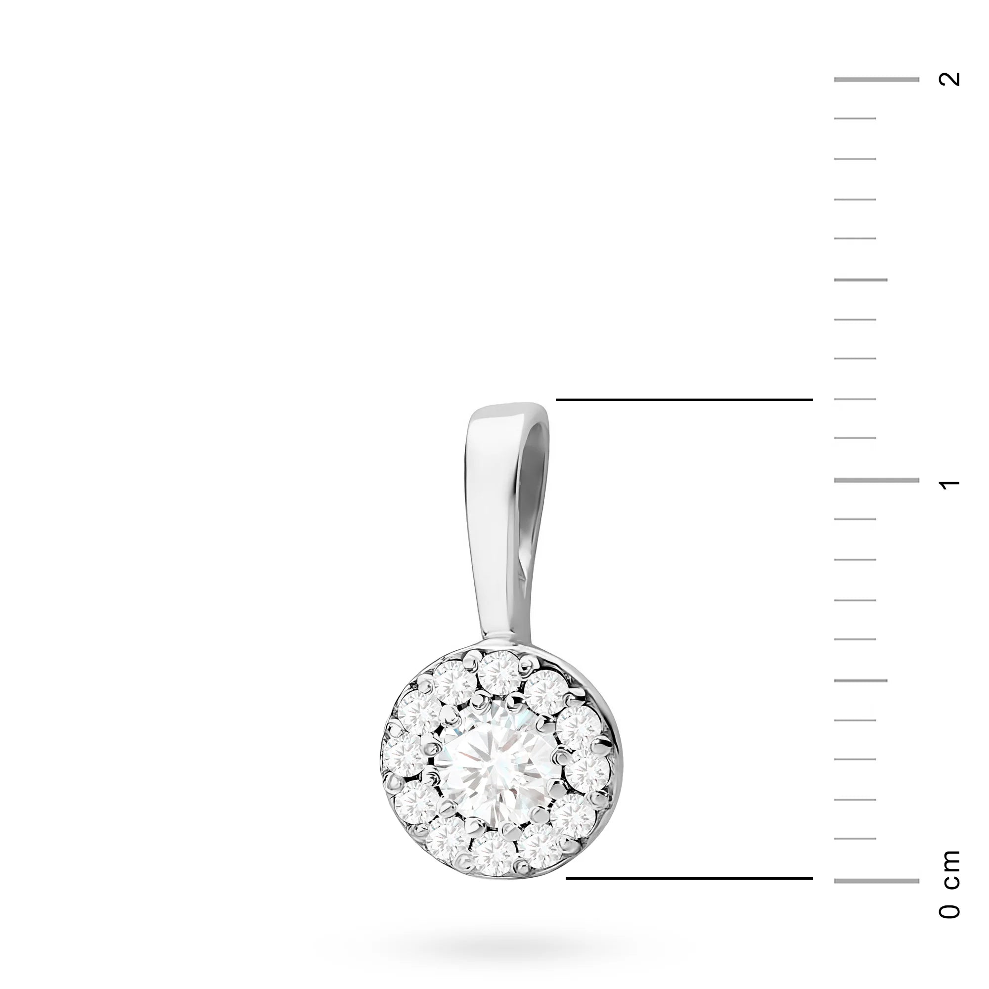 White Gold round pendant with lab-grown diamonds in 3 colors of 14k(585) gold.