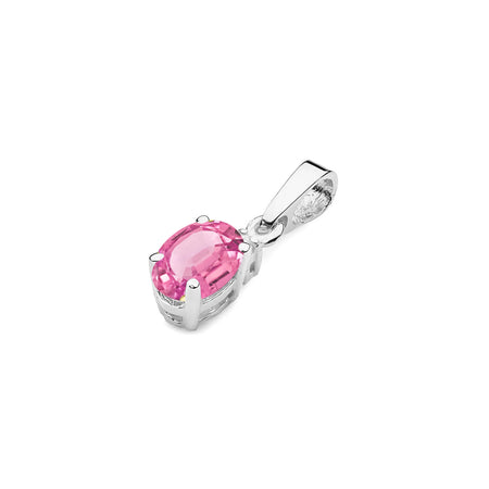 White gold pendant with a pink Topas nad diamond