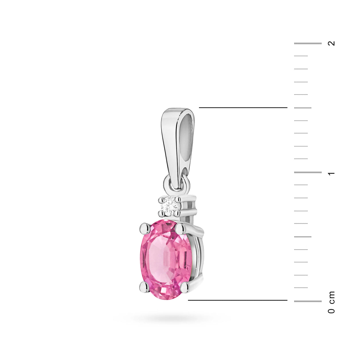 White gold pendant with a pink Topas nad diamond