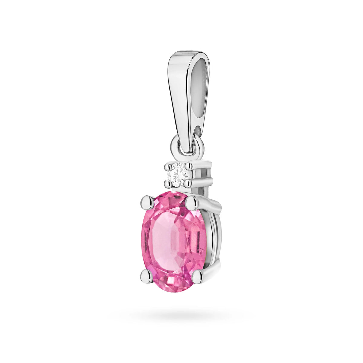 Anhänger aus Weißgold mit einem rosa Topas und Diamant