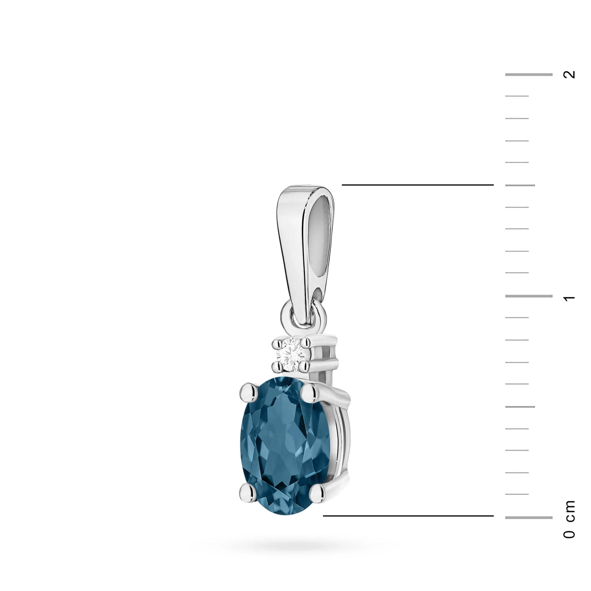 White gold pendant with a Topas London Blue and diamond