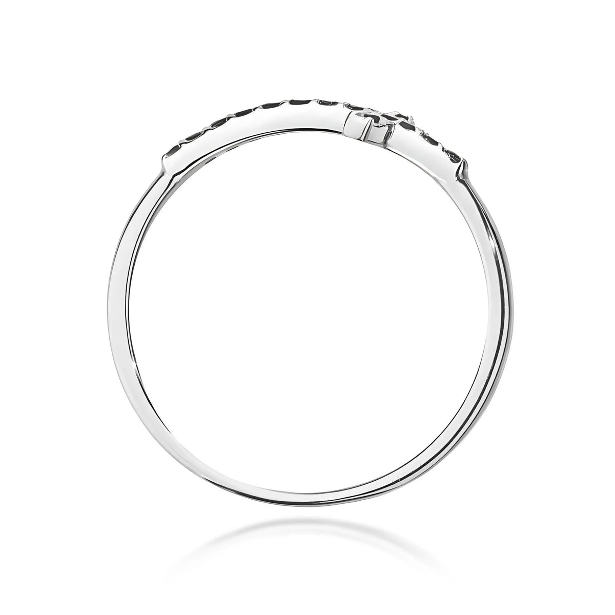 Weißgoldring mit Kreuz aus 0,09 ct schwarzen Diamanten
